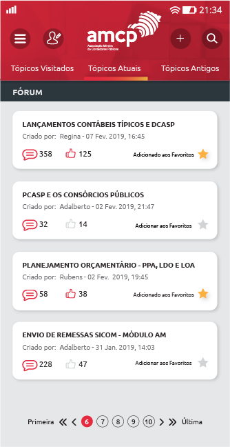 Fórum do app AMCP com tópicos atuais de contabilidade pública