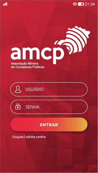 Tela de login do app AMCP