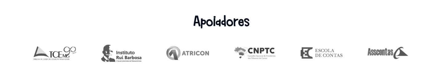 Logos dos apoiadores: TCE-MG, Instituto Rui Barbosa, Atricon, CNPTC, Escola de Contas, Asscontas, MPMG e Rede Primeira Infância MG