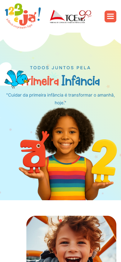 Home do portal Primeira Infância no celular
